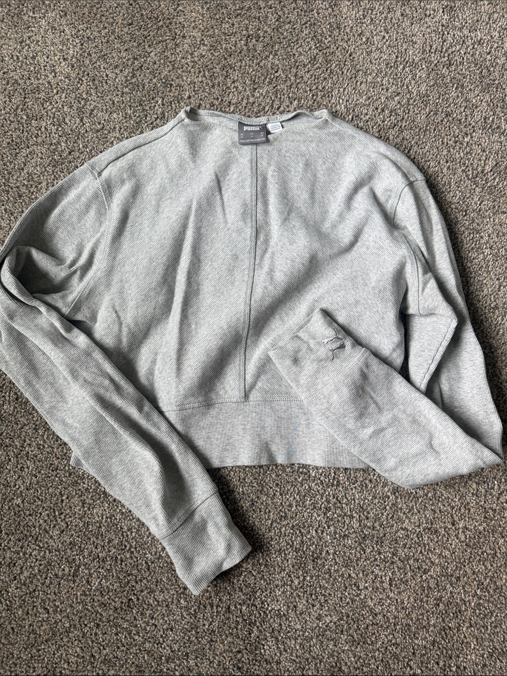 Puma Light Gray Cropped Crewneck Sweatshirt